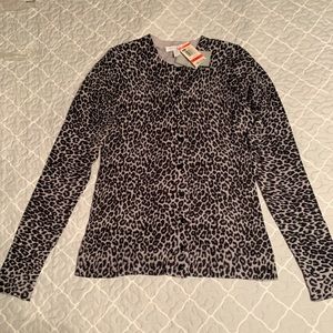 NWT Gray leopard button up cardigan XS